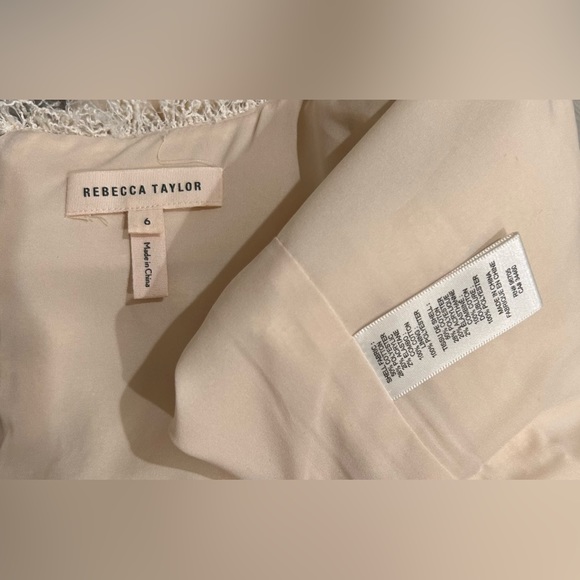 Rebecca Taylor Cream Stretch Tweed and Lace fringed hem dress size 6 - Picture 9 of 10